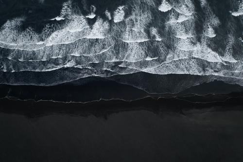 Aerial view of black sand beach in Iceland - 1227070