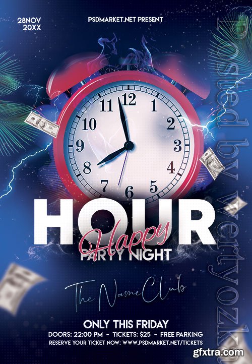 Happy hour party night - Premium flyer psd template