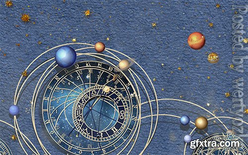 Modern science fiction 3d universe starry sky embossed background wall