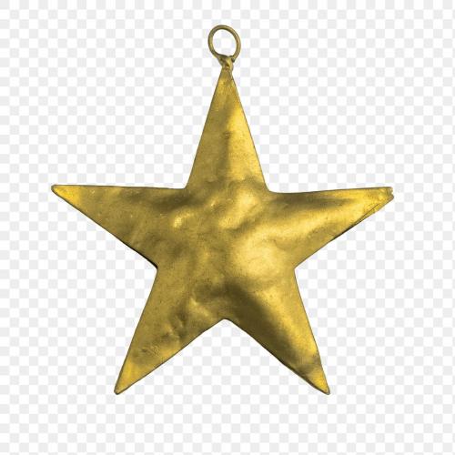 A gold star Christmas ornament on transparent - 1231253