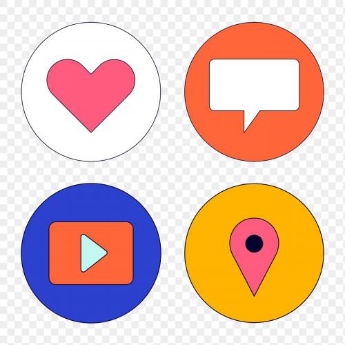 Social media icon set on transparent vector - 2017989