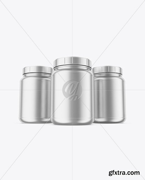 Three Metallic Protein Jars Mockup 63074