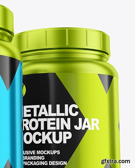 Three Metallic Protein Jars Mockup 63074