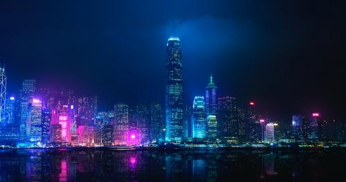 Night view of Victoria Harbor, Hong Kong - 1218486