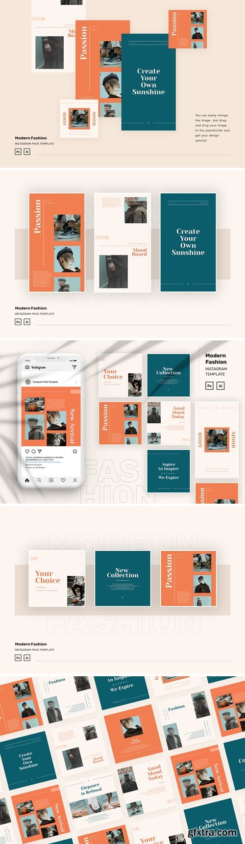 Modern Fashion Instagram Pack Template PSD