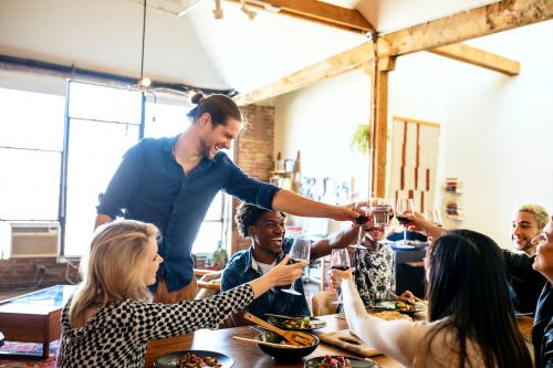 Friends making a toast at a dinner party - 1227000