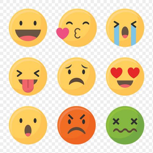 Face emoticon symbol set transparent png - 1230193