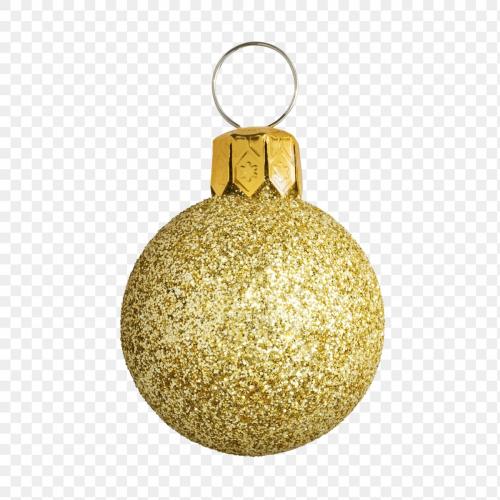 A glitter gold ball Christmas ornament on transparent - 1231360