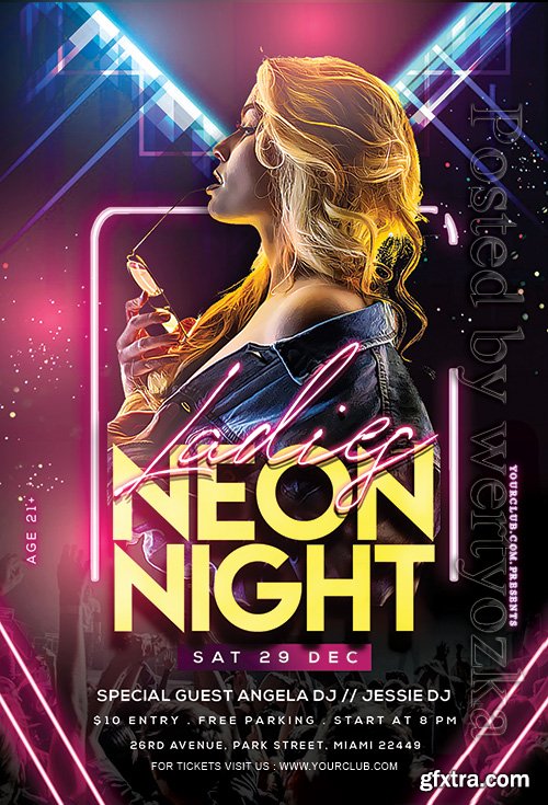 Ladies Neon Night - Premium flyer psd template