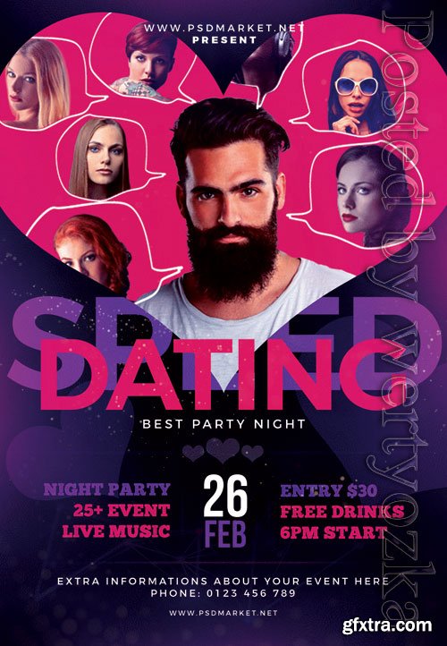 Speed dating party - Premium flyer psd template