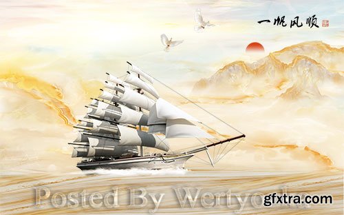 3D models smooth sailing marble background wall