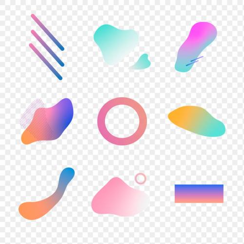 Colorful gradient elements collection transparent png - 1235298