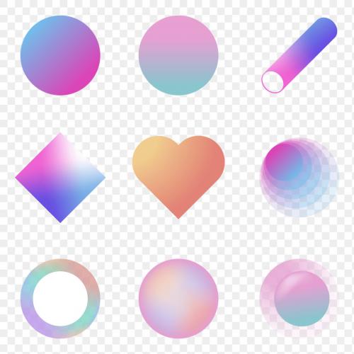 Colorful gradient elements collection transparent png - 1235323