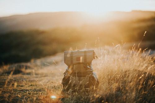 Backpack on the grass in the sun - 598214