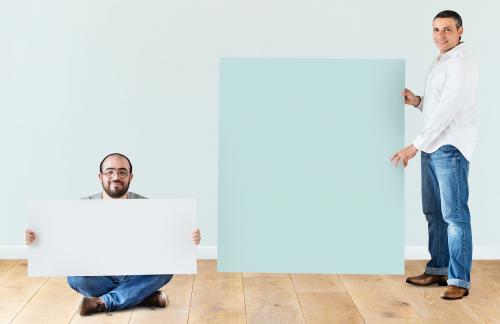 Men holding blank space boards - 404747