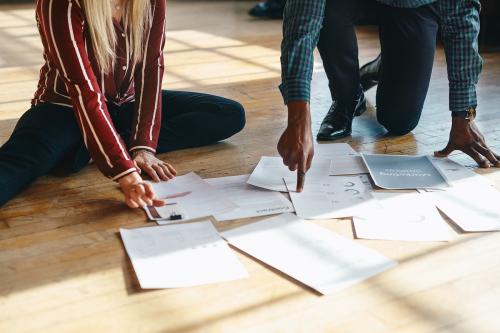 Paperwork on a wooden floor - 1217837