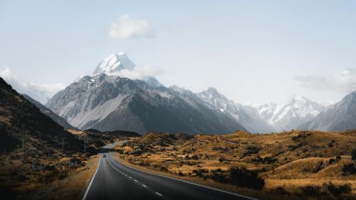 Beautiful view of a road leading to Mount Cook, New Zealand - 1218447