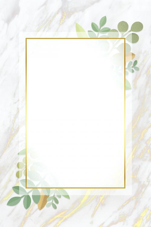 Blank leafy rectangle golden frame - 1219684