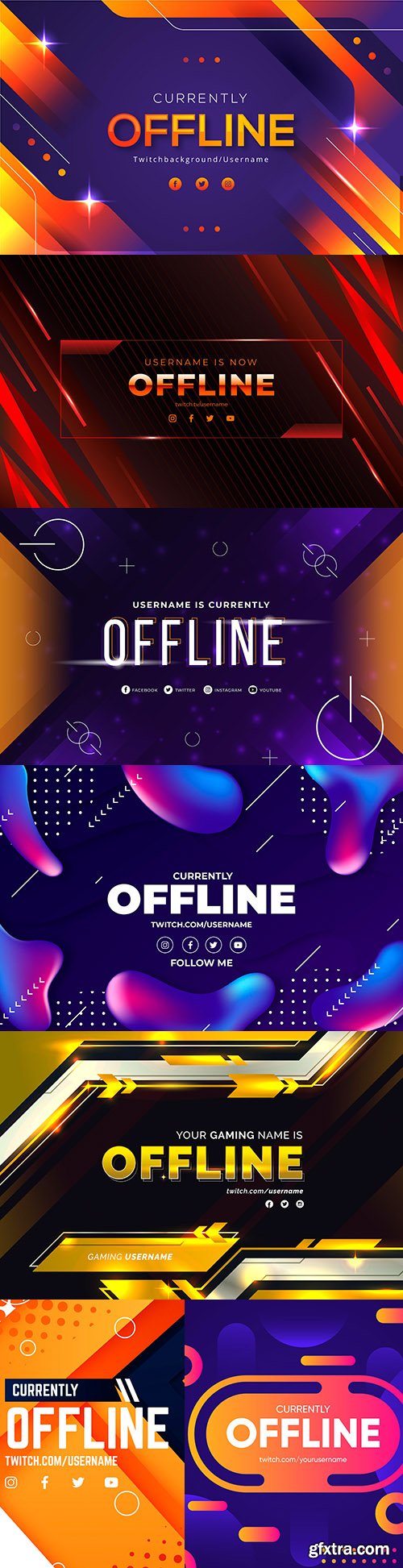 Offline banner abstract design in different styles
