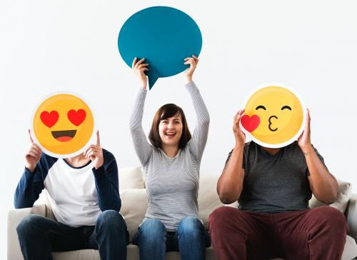 Diverse people covered with emoticons - 414470