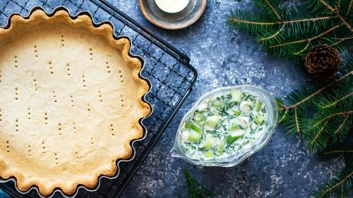 Homemade pie crust on a cooling tray - 1228607