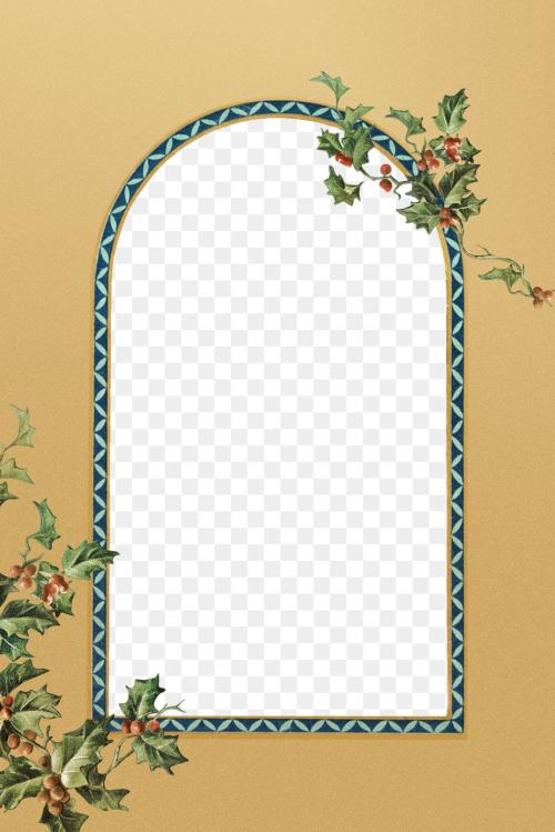 Holly leaves frame design transparent png - 1232704