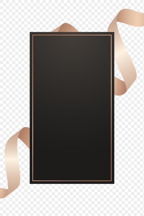 Black rectangle frame with pink gold ribbon transparent png - 1234307