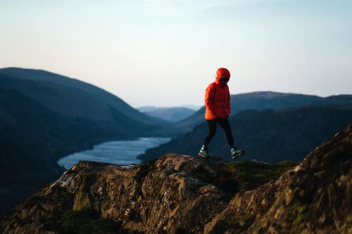 Drone shot of Raven Crag and Thirlmere reservoir at the Lake District in England - 935838