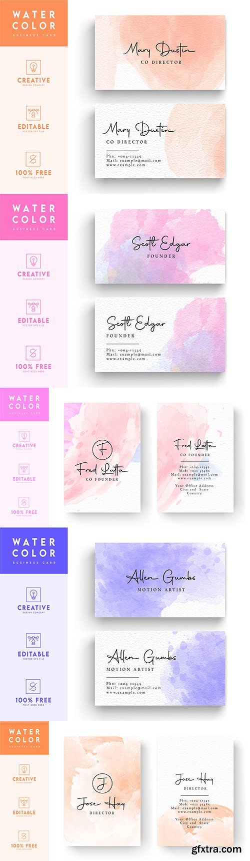 Business card modern art watercolor with decorative inscriptions
