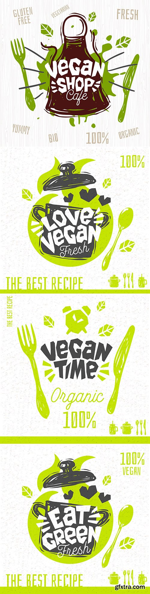 Vegan shop cafe logo fresh organic hand painted
