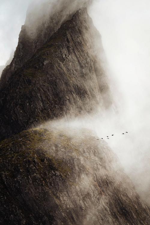 View of a misty Krossanesfjall mountain in Iceland - 1206180