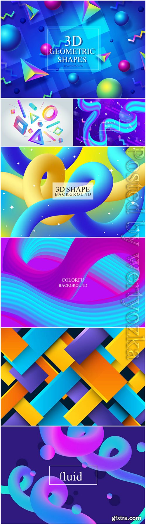 Colorful fluid 3d shape vector abstract  background