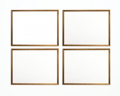 Four photo frames isolated on white wall - 328094