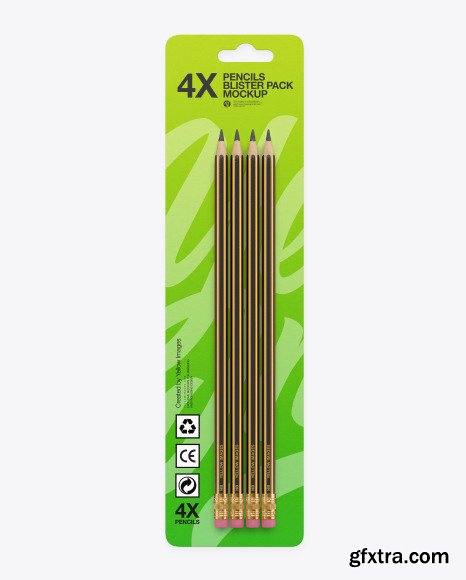 Blister Pack with 4 Pencils Mockup 63252