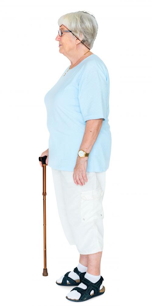 Side portrait of an elderly woman isolated on white background - 383880