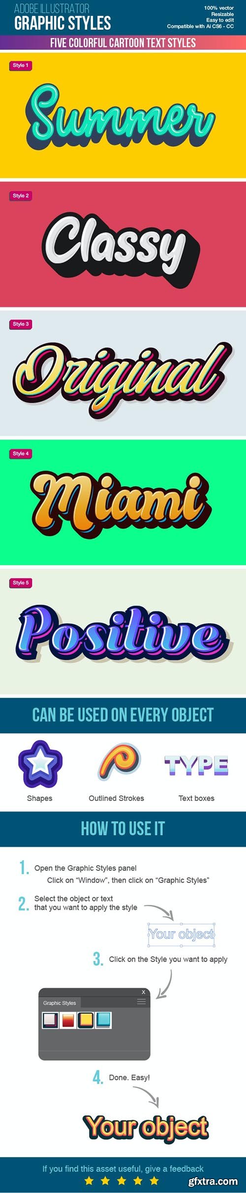 GraphicRiver - Five Colorful Calligraphy Illustrator Graphic Styles 27085390