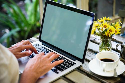 Woman using a laptop working at the cafe - 296170