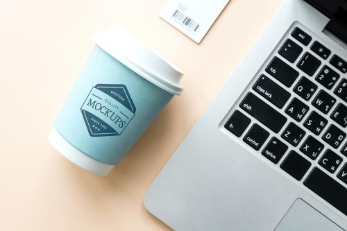 Coffee cup and laptop mockup - 296339