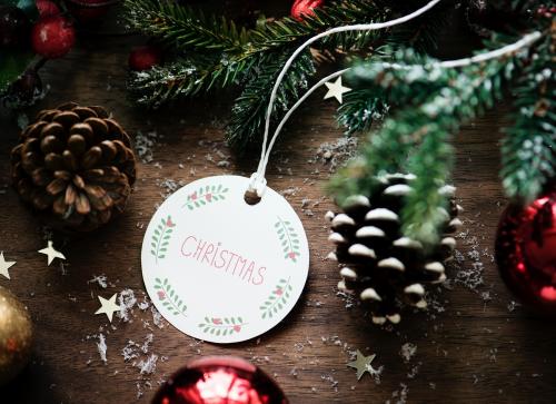 Closeup of Christmas wishing card tag - 296473