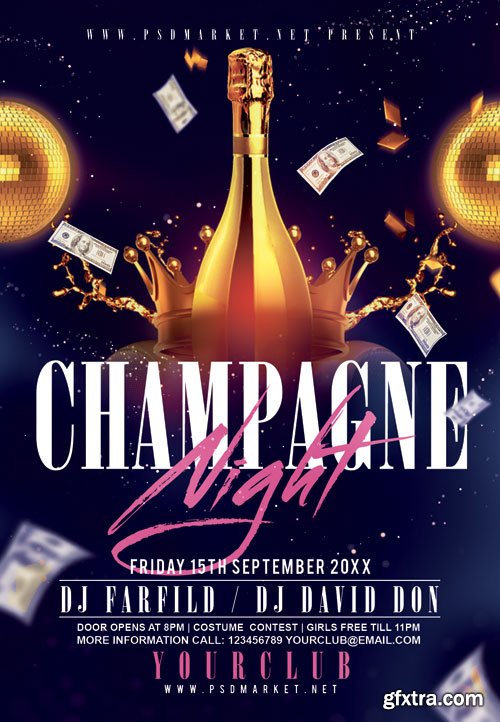 Champagne night - Premium flyer psd template