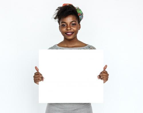 Woman holding a blank white board - 325415