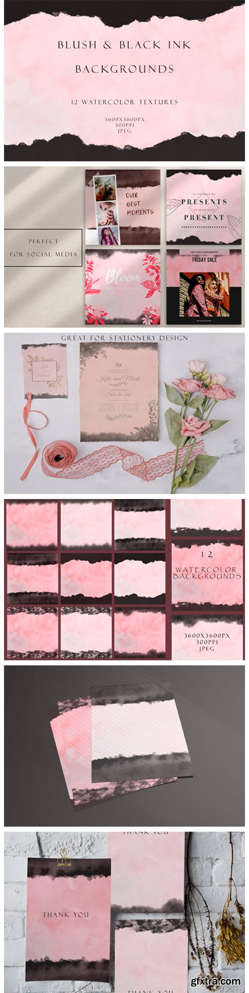 Blush and Ink Watercolor Backgrounds 4577094