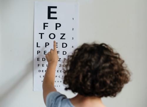 Young Caucasian girl getting eye examination - 258955