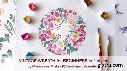 Vintage Watercolour Wreath for Beginners - in 2 styles