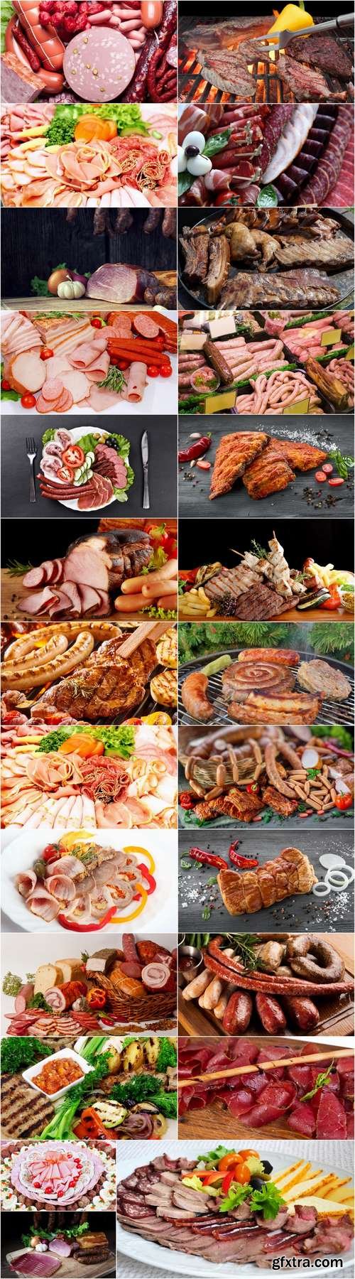 Various types of meat delicacy sliced smoked sausage barbecue meats 25 HQ Jpeg