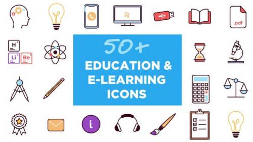 Videohive - 50+ Animated Icons for Education and E-learning