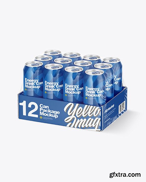 Transparent Pack with 12 Glossy Cans Mockup