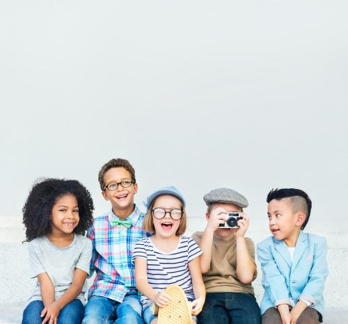 Diverse kids in a fun studio shoot - 64463