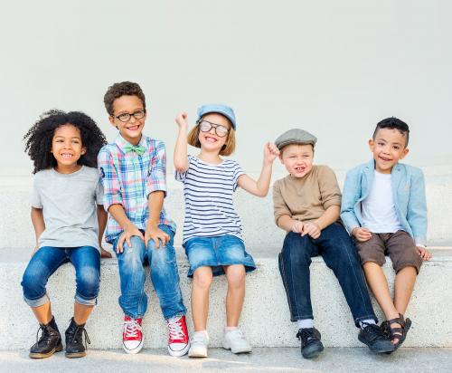 Diverse kids in a fun studio shoot - 64464