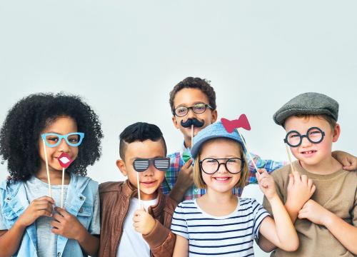 Diverse kids in a fun studio shoot - 64523